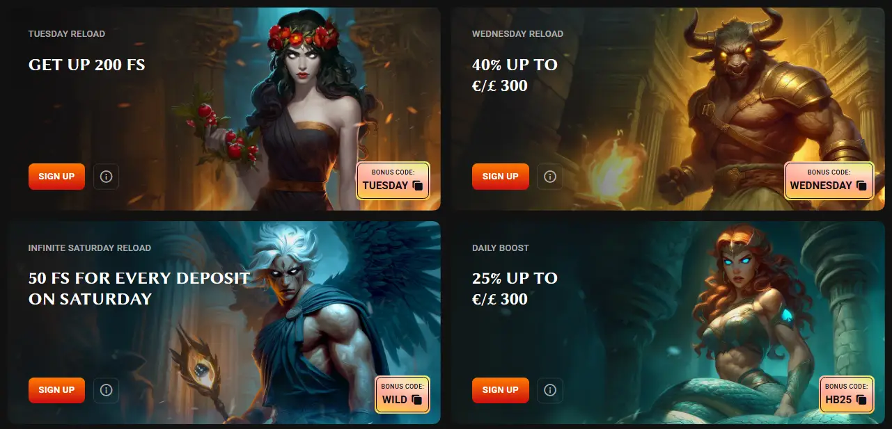 HadesBet Casino Reload bonuses